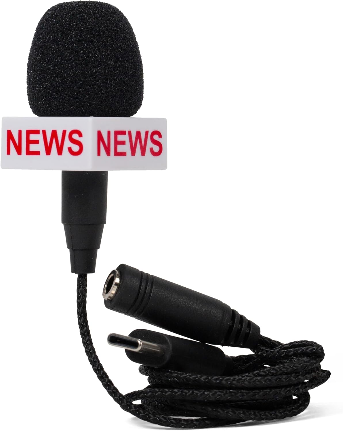 Kikkerland Breaking News Mini Microphone – Handheld Mini Mic for Content Creation & Podcast Recording – Features USB-C Plug & Standard Audio Jack
