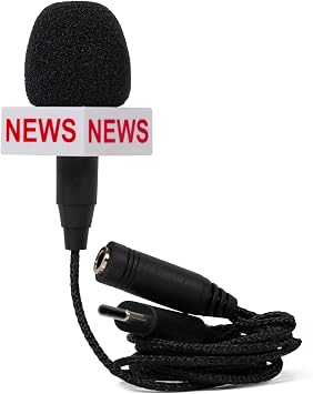 Kikkerland Breaking News Mini Microphone Handheld Mini Mic for Content Creation & Podcast Recording Features USB-C Plug & Standard Audio Jack