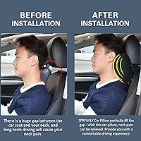 Vista 5 de Almohada súper cómoda para reposacabezas de automóvil, almohada para aliviar el dolor de cuello con correa ajustable, 100% espuma viscoelástica