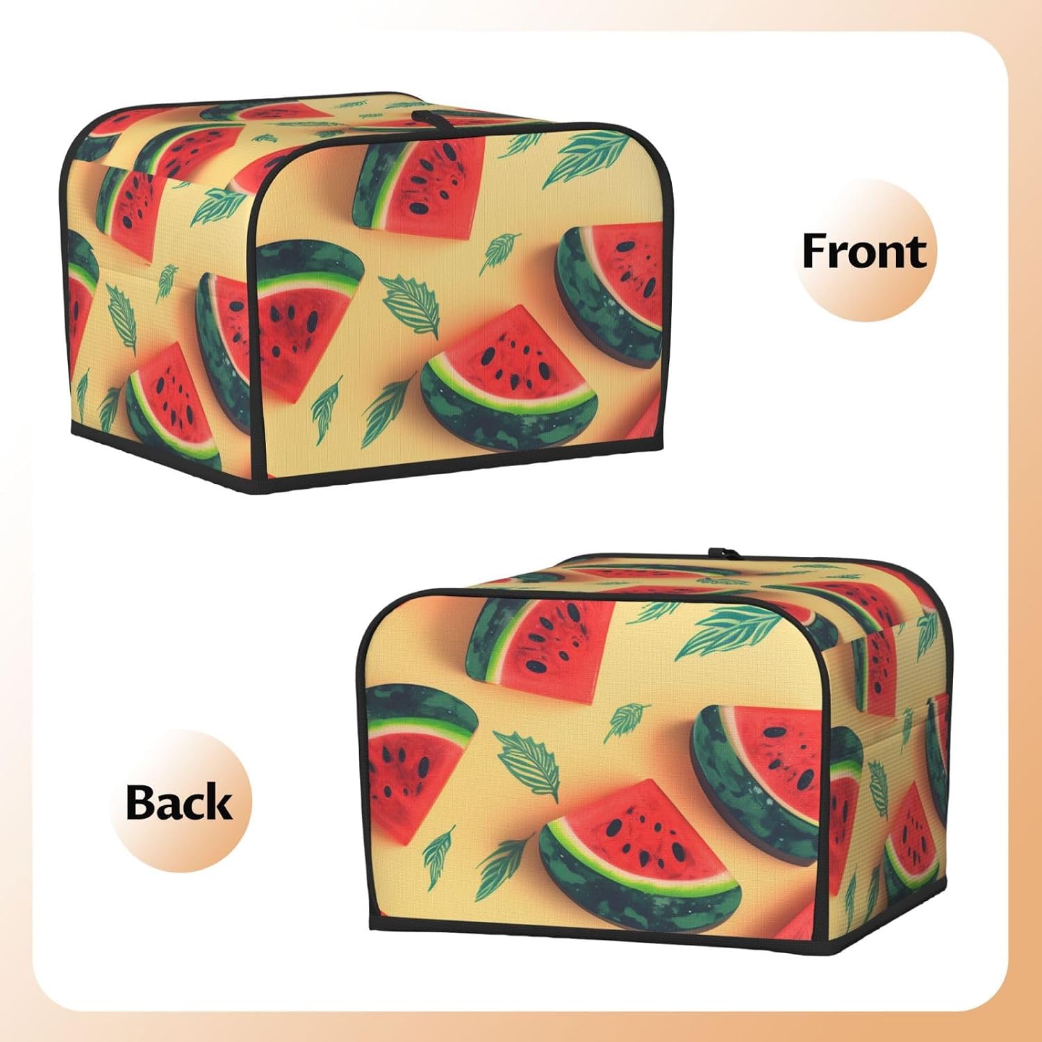 Summer Watermelon Toaster Cover 4 slice Kitchen Small Appliance Covers with Pockets Toaster Dust Cover with Top Handle Oven Cover Washable Universal Bread Maker Cover for Kitchen