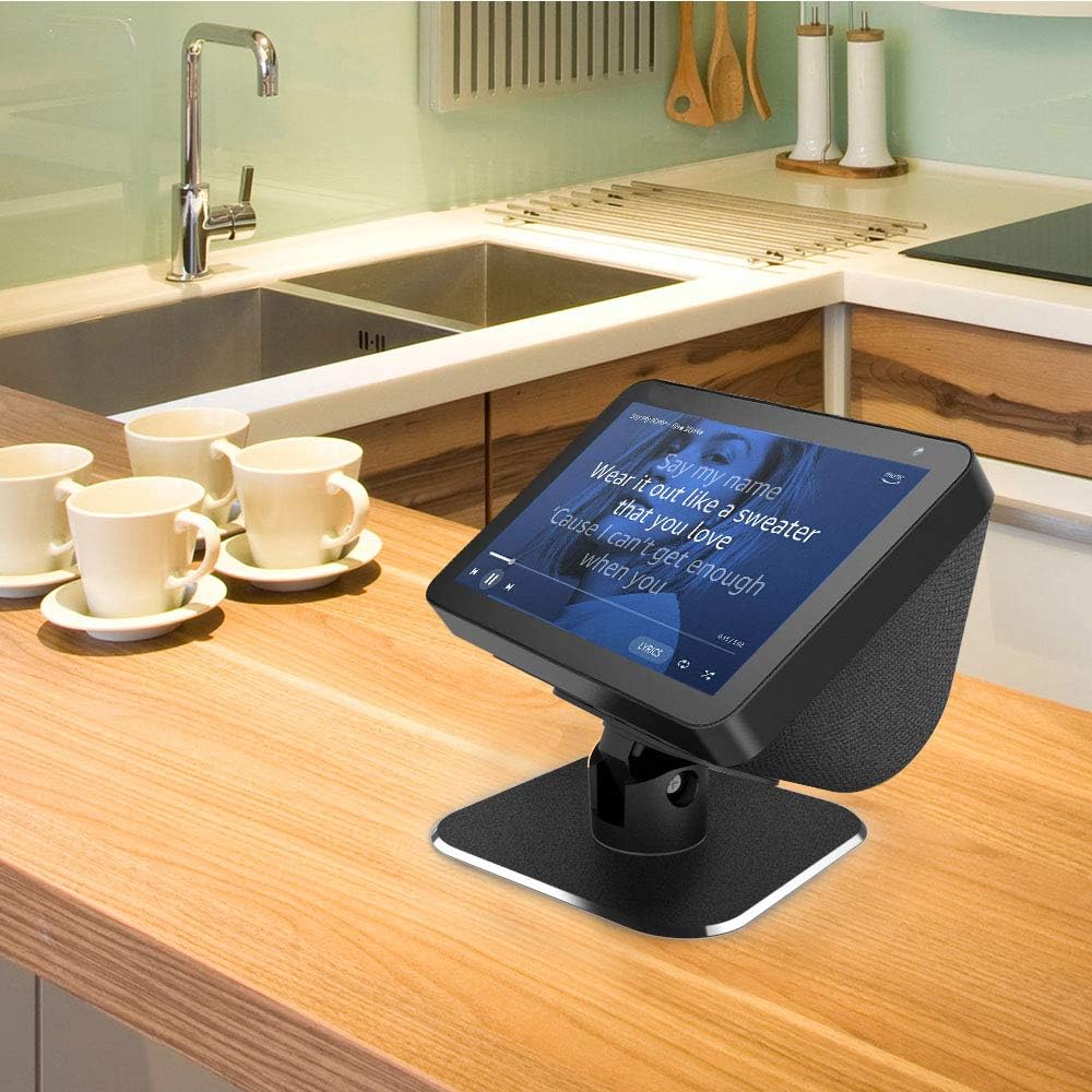 Swivel Stand for Echo Show 8 / All-New Echo Show 8, Aluminum Stand Design and Make for Amazon Echo Show Horizontal 360 Rotation Longitudinal Angle Change Your Camera High Magnetic adsorption Black