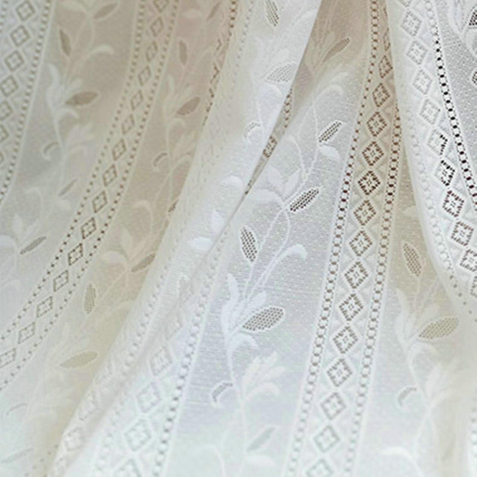 Tenda Camera Oscurante, Tende Bianche Finestra A Vetro 132X244CM Tende Finestra Pizzo Traforato Jacquard