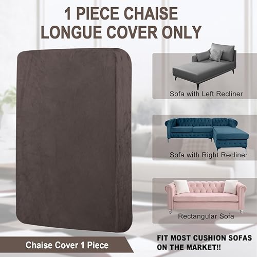Miniatura 4 de Funda para sofá 1 pieza, funda para chaise longue de terciopelo, fundas para cojines de sofá seccional, fundas separadas en forma de L para sofá,