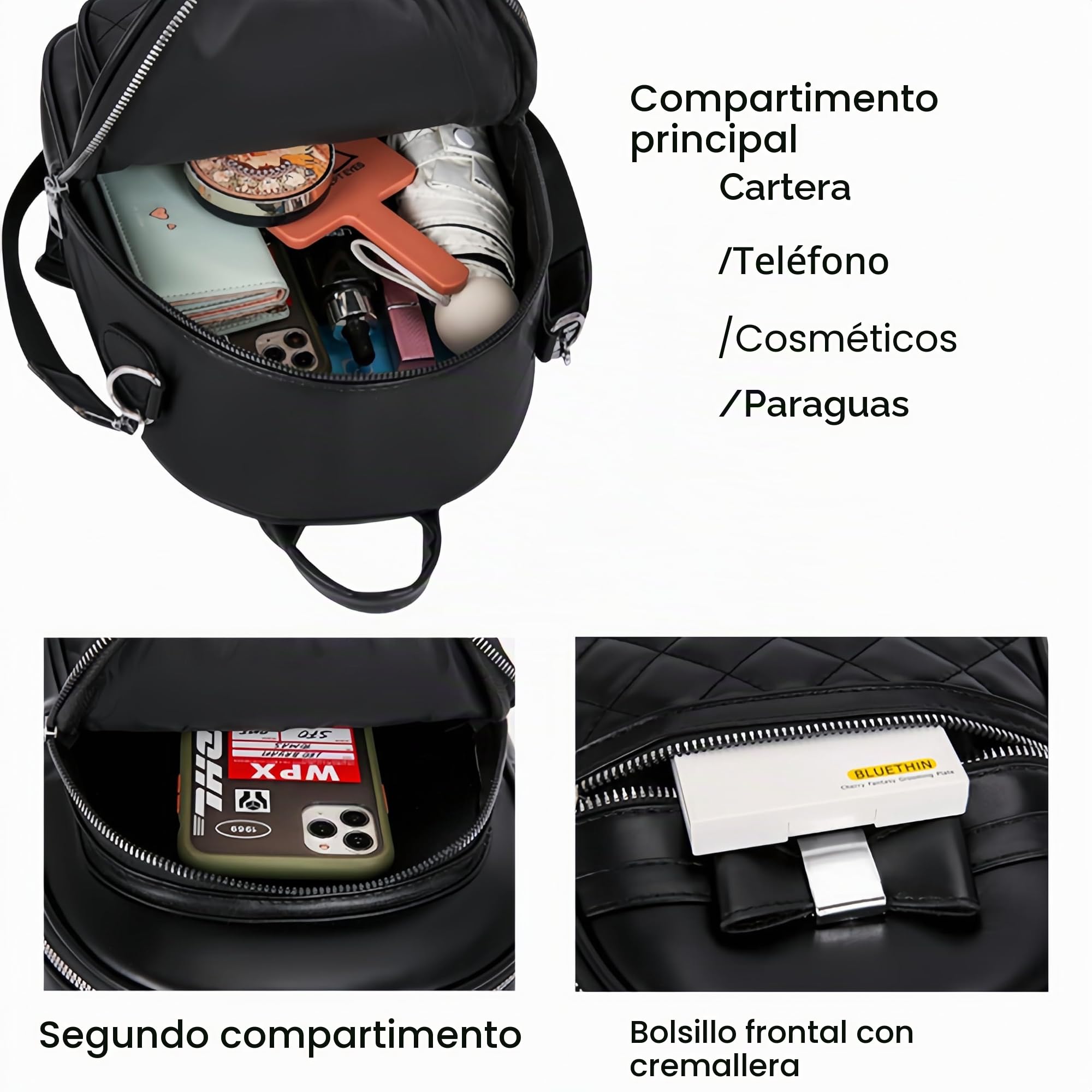 Mini mochila con lazo para mujer, de piel sintética, bonita mochila casual, Caqui, S, Bonita