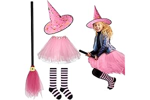Toddler's Delight: Halloween Witch Costume with Tutu, Hat, Broom, and Socks