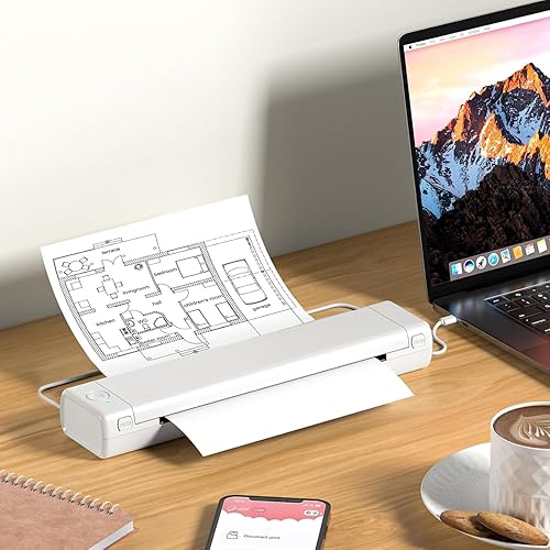 Miniatura 8 de Phomemo Impresora portátil inalámbrica para viajes, impresora Bluetooth sin tinta M08F solo soporta papel térmico de 8.5 x 11 pulgadas, impresora