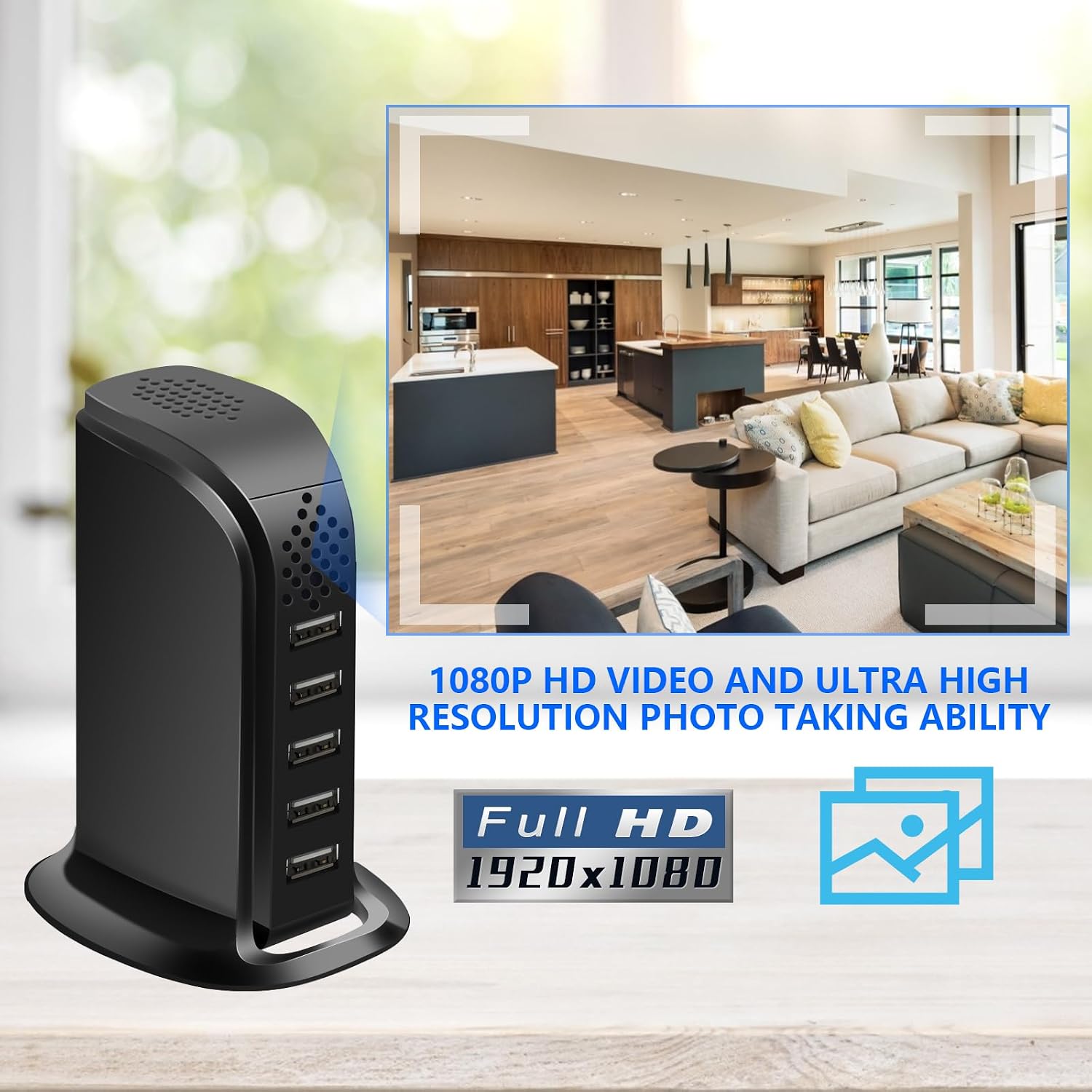 WIFI USB Charger Hidden Spy Security Camera, Indoor Nanny Cam with Video | 1080p mini home camera，Motion Detection, Loop Recording, App Control, Wireless Surveillance cameras for Home/Pet/Office