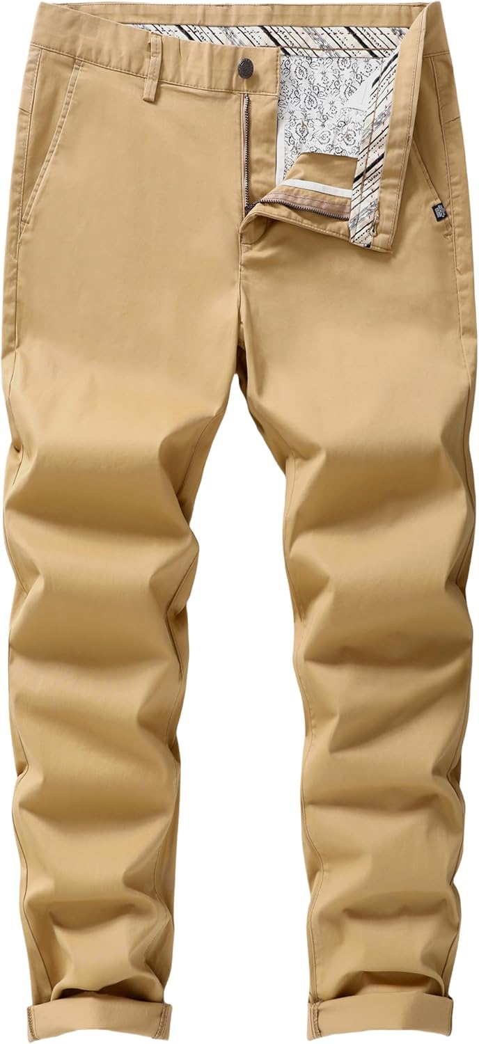 Men's Slim-Fit Stretch Cotton Fashion Tapered Casual Chino Pants