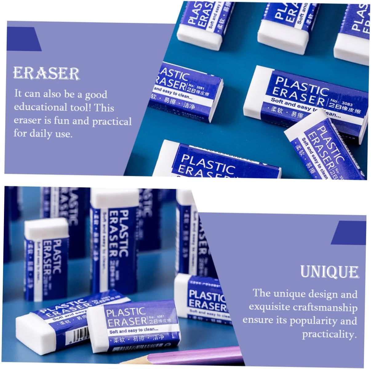 HOMSFOU 30pcs Boys and Girls Erasers Plastic Test Erasers for Students School Supplies for Boys and Girls