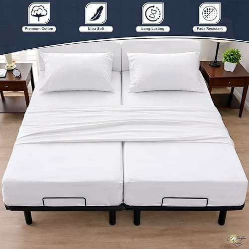 Miniatura 2 de Cotitngton Lane - Sábanas de tamaño King dividido para cama ajustable, 100% algodón, 5 piezas extra suaves, tamaño King dividido para 14 a 16