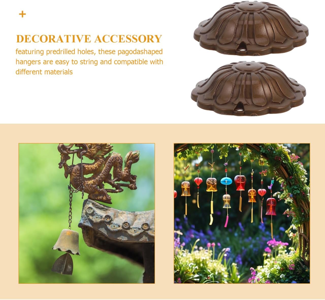 Milisten DIY Wind Chime Bead Cones 10Pcs Plastic Bead Caps for Jewelry Making and Wind Chime Fittings Lightweight Decorative Accessories for Home and Garden 2.28X2.28X0.59In