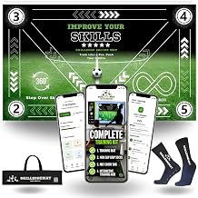 SkillZone Soccer Training Mat Soccer Dribbling & Footwork Trainer with SkillZone Interactive Training Hub | Soccer Skills & Ball Control Practice for Kids & Teens | Indoor & Outdoor Agility & Coordination Training System Essential Kit
