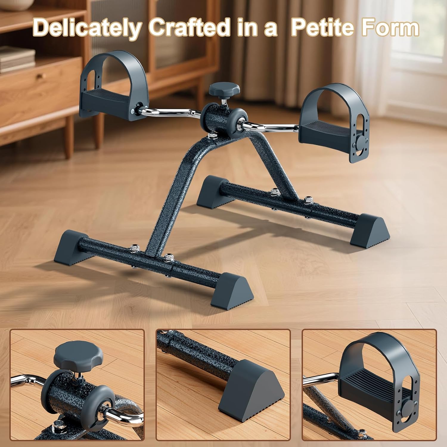 Under Desk Elliptical & Mini Exercise Bike – Seated Leg Exerciser & Pedal Machine for Seniors Arm & Leg Workout, with Non-Slip Covers & Multiple Adjustable Resistance/Speeds