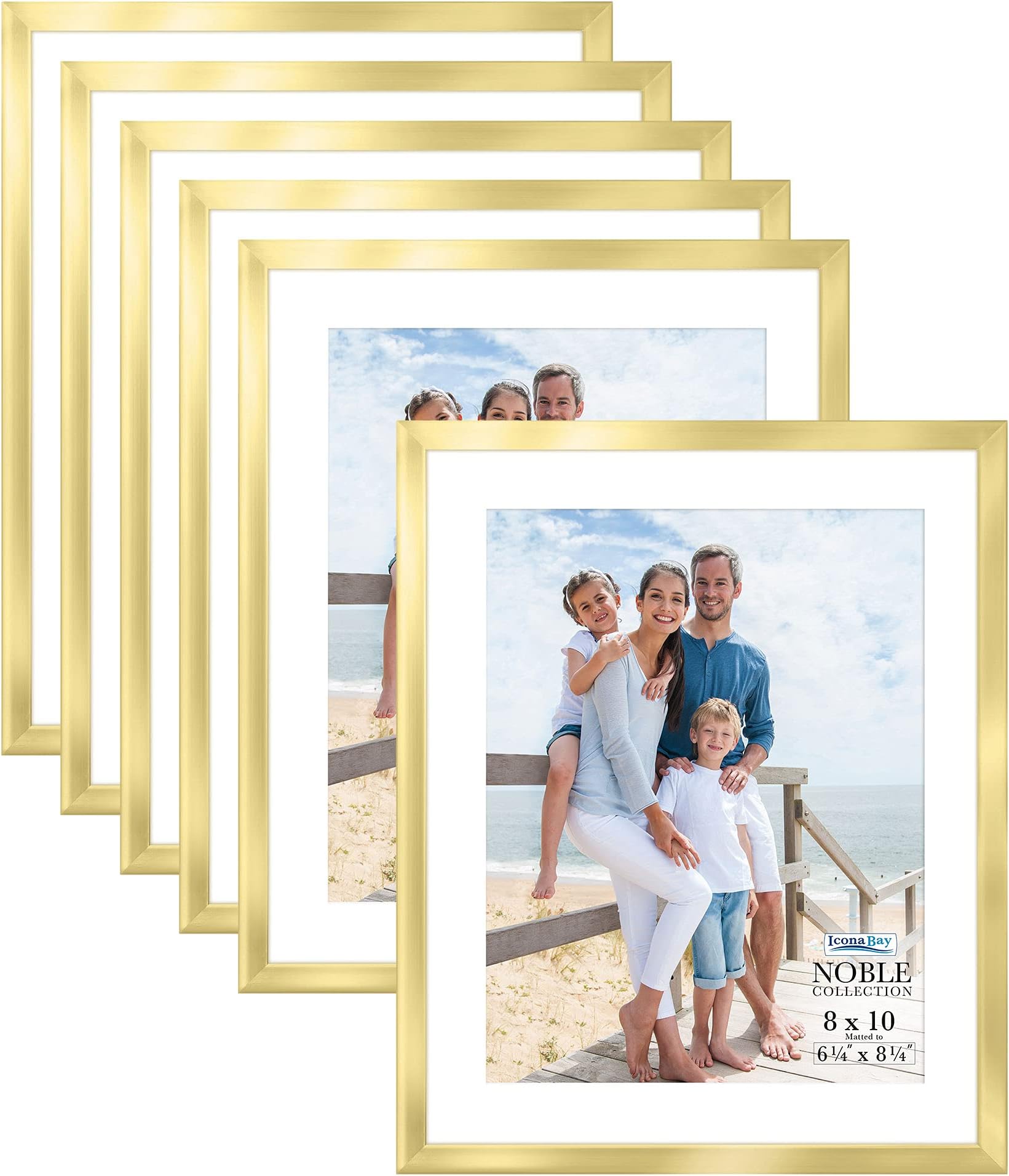 Icona Bay 8x10 Picture Frames (Gold, 6 Pack), Modern Professional Frame Set, Noble Collection