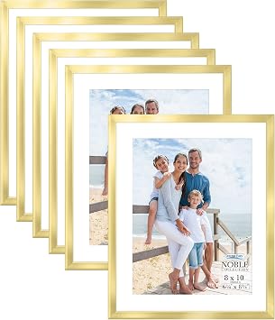 Icona Bay 8x10 Picture Frames Gold, 6 Pack, Modern Professional Frame Set, Noble Collection | Icona Bay Modern Professional Frame Set for Tabletop or Wall Mount, Bulk Photo Holders for Home or Office Gallery