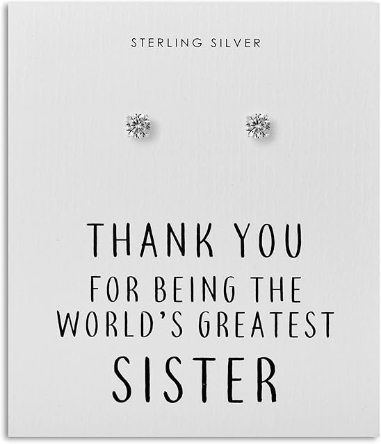 Sterling Silver World's Greatest Sister Crystal Earrings