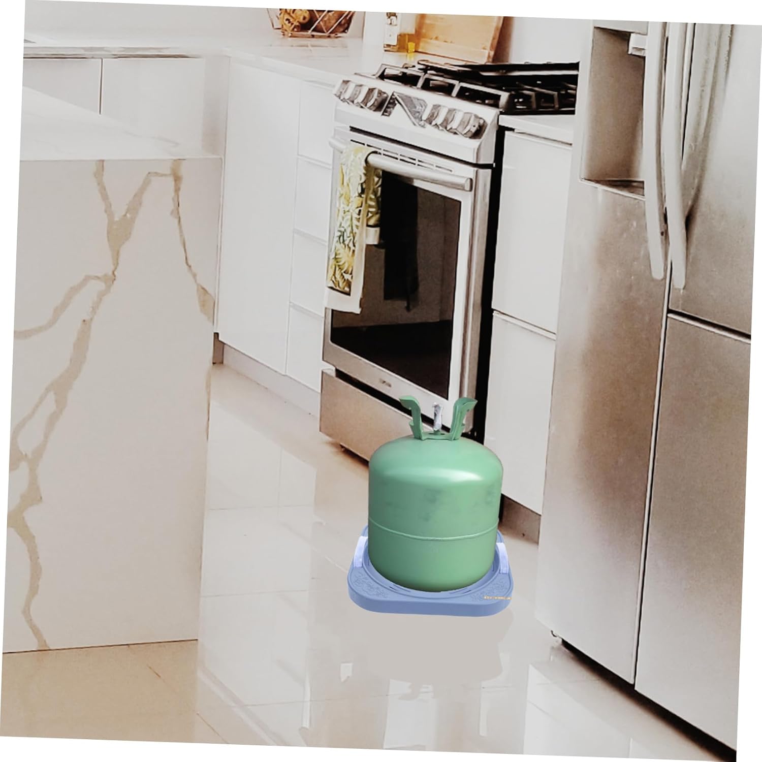 Movable Propane Cylinder Tray with Wheels Kitchen Gas Tank Base for and Clean Storage Heavy Duty Gas Bottle Holder for Home and Restaurant Use