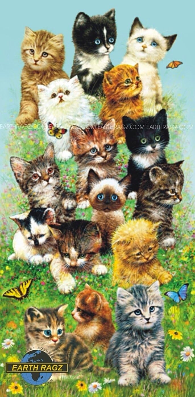 Vibrant Beach or Pool Towel for Adults & Children - Cat Kittens