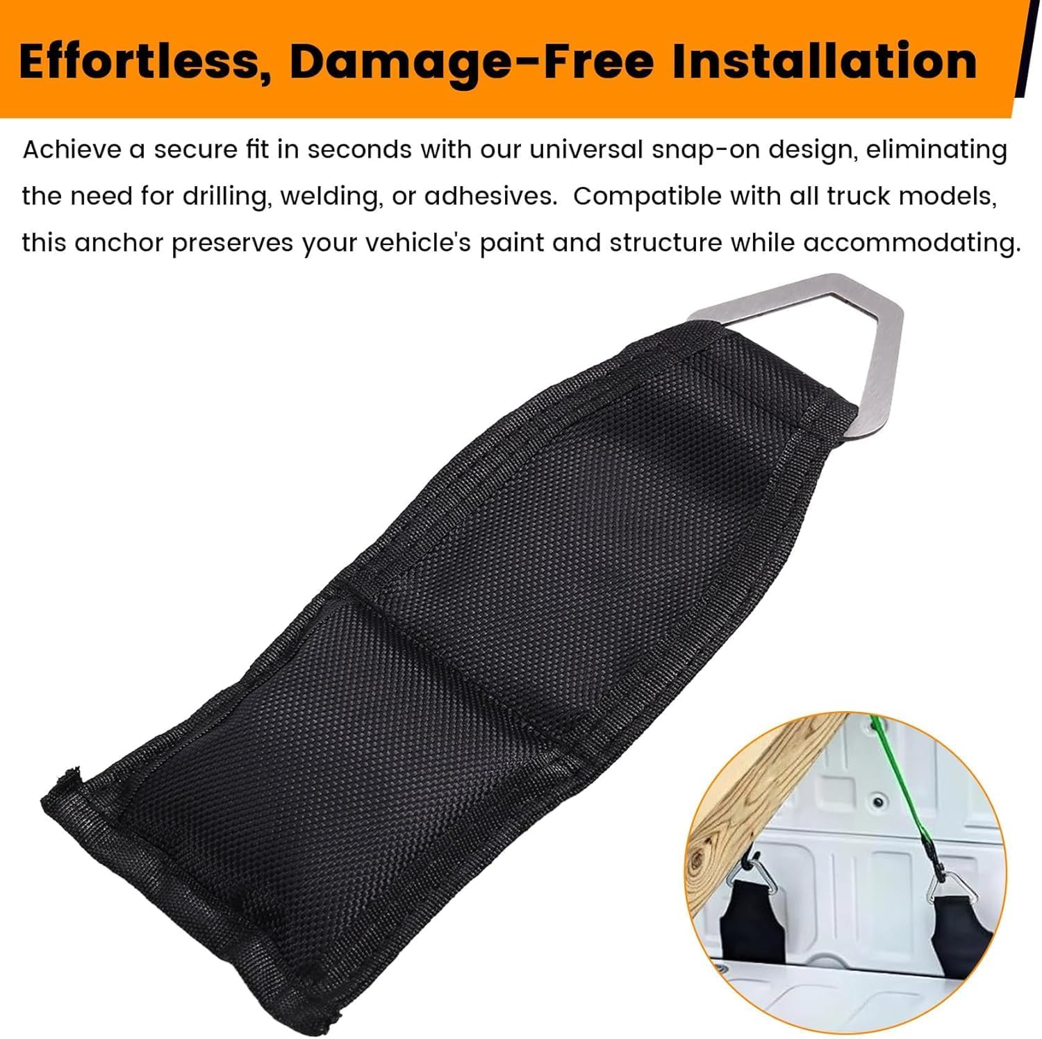 Ez Bed Anchor Truck Tie Downs & Ratchet Straps, Ez Bed No Effort Ratchet Straps Removable Tie Down Utility for Flatbed Cargo Trucks, Heavy Duty Truck Bed Strap Secure Organizer, 4pack