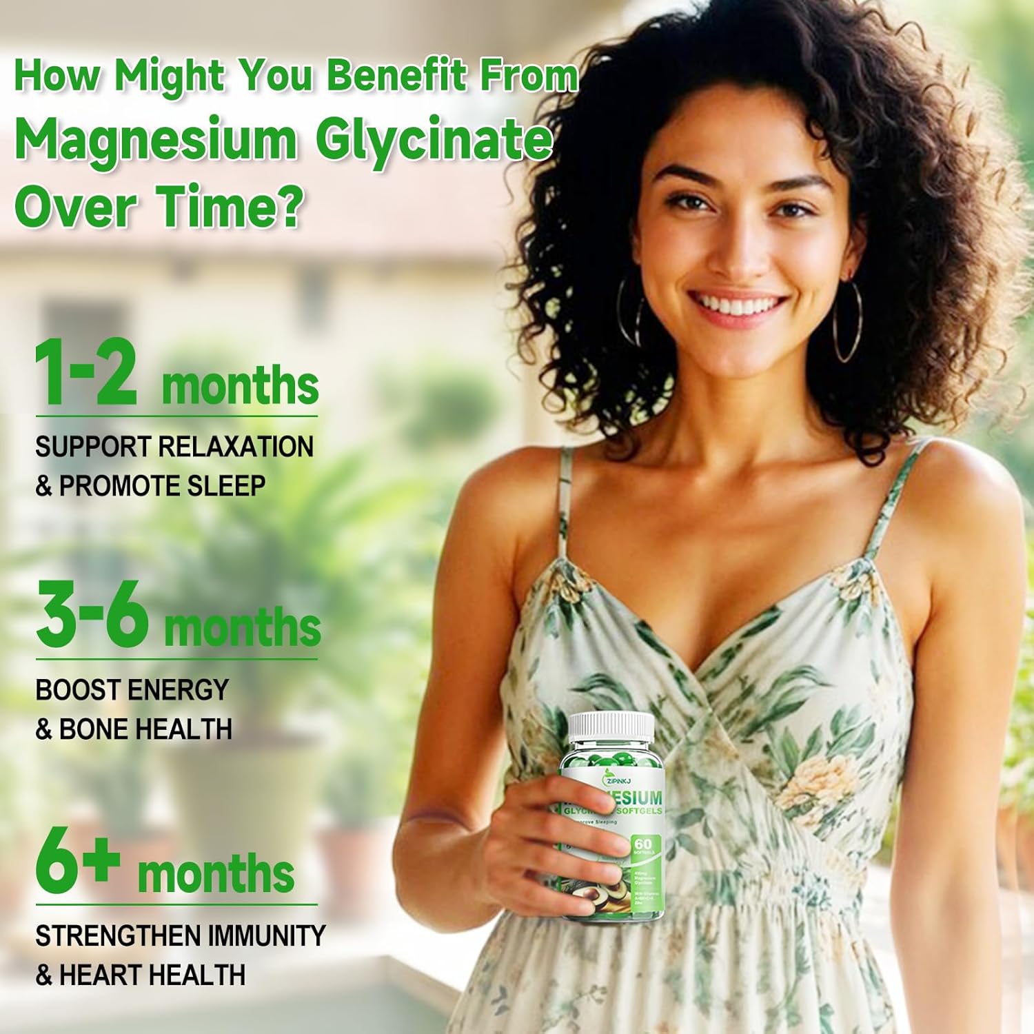 Magnesium Glycinate 400mg, High Absorption Magnesium Supplements Softgels with Vitamin E, B6, Zinc for Sleep, Calm, Muscle Relaxation & Bone Health, Gluten-Free, Non-GMO, 60 softgels - Image 4