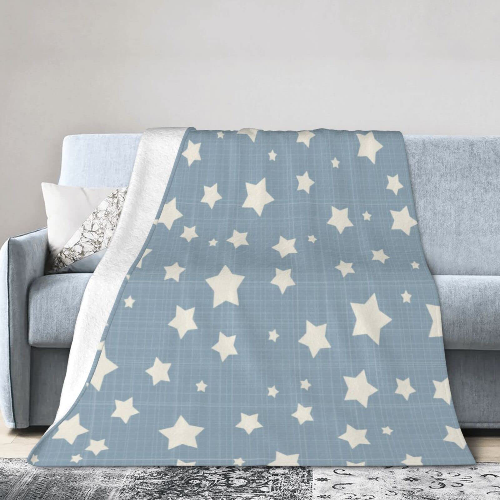 Amazon｜ブランケット 毛布 フランネル ひざ掛け星 星柄 青 キュート