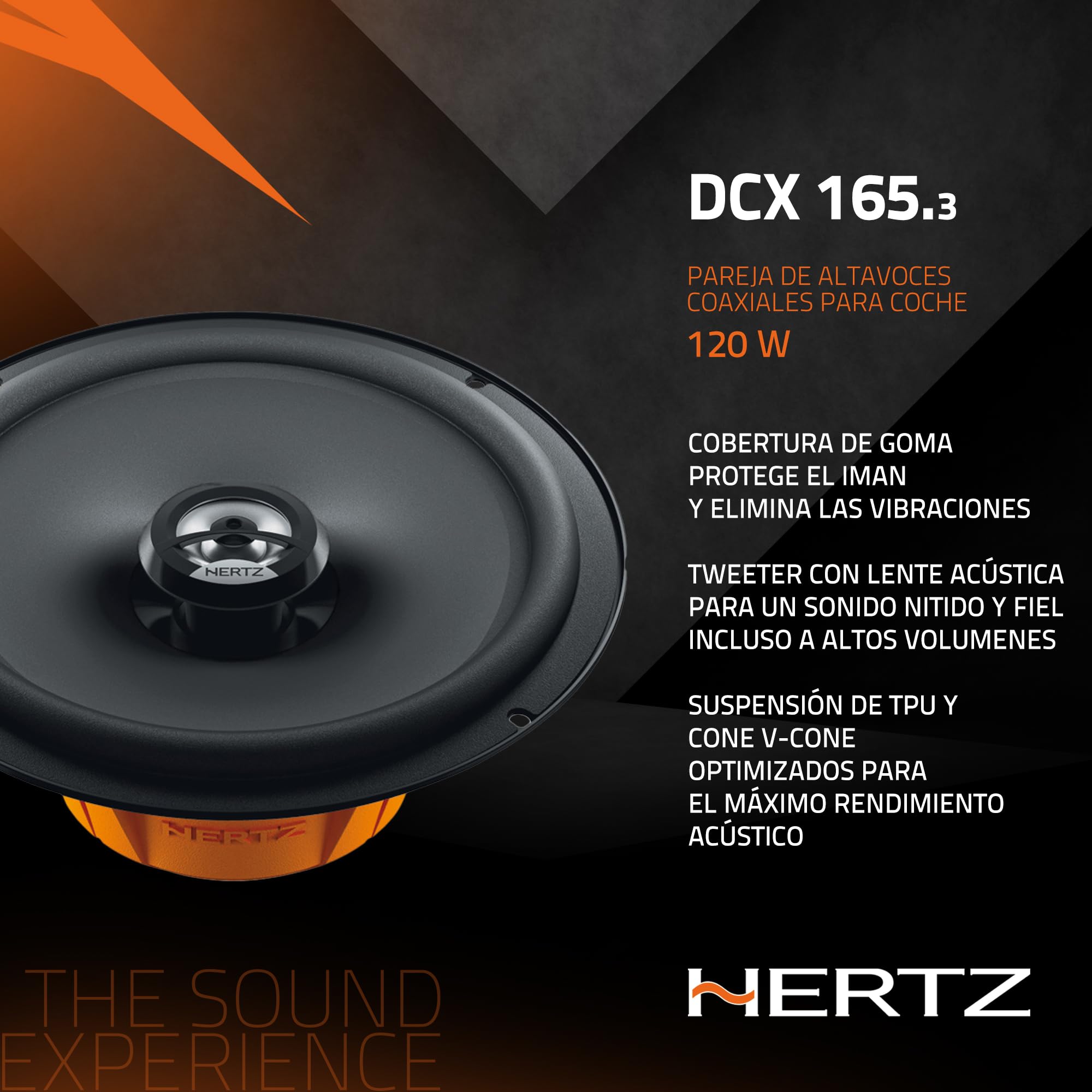Hertz DCX 165.3 – Altavoces coaxiales de 2 vías de 165 mm con Tweeter Pei, Membrana de Polipropileno y Respuesta de frecuencia optimizada, 120 W máx