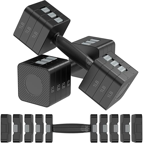 22LBS Adjustable Dumbbells Set, Hand Weights Sets with 5 Levels 3lb, 5lb, 7lb, 9lb, 11lb, Adjustable Weight Dumbbells for Women/Men Home Gym Full Body Workout