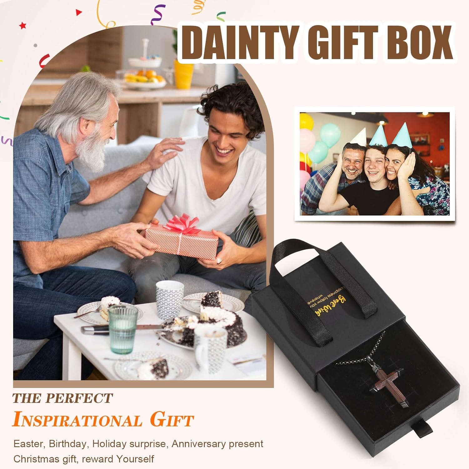 Wooden Cross Bible Verse Necklace for Men, Hawaiian Handmade Real Black Ebony Wood Cross Pendant Stainless Steel Chain, Mens Cross Necklaces Koa Wood Jewelry Christian Baptism Easter Gifts - Image 6