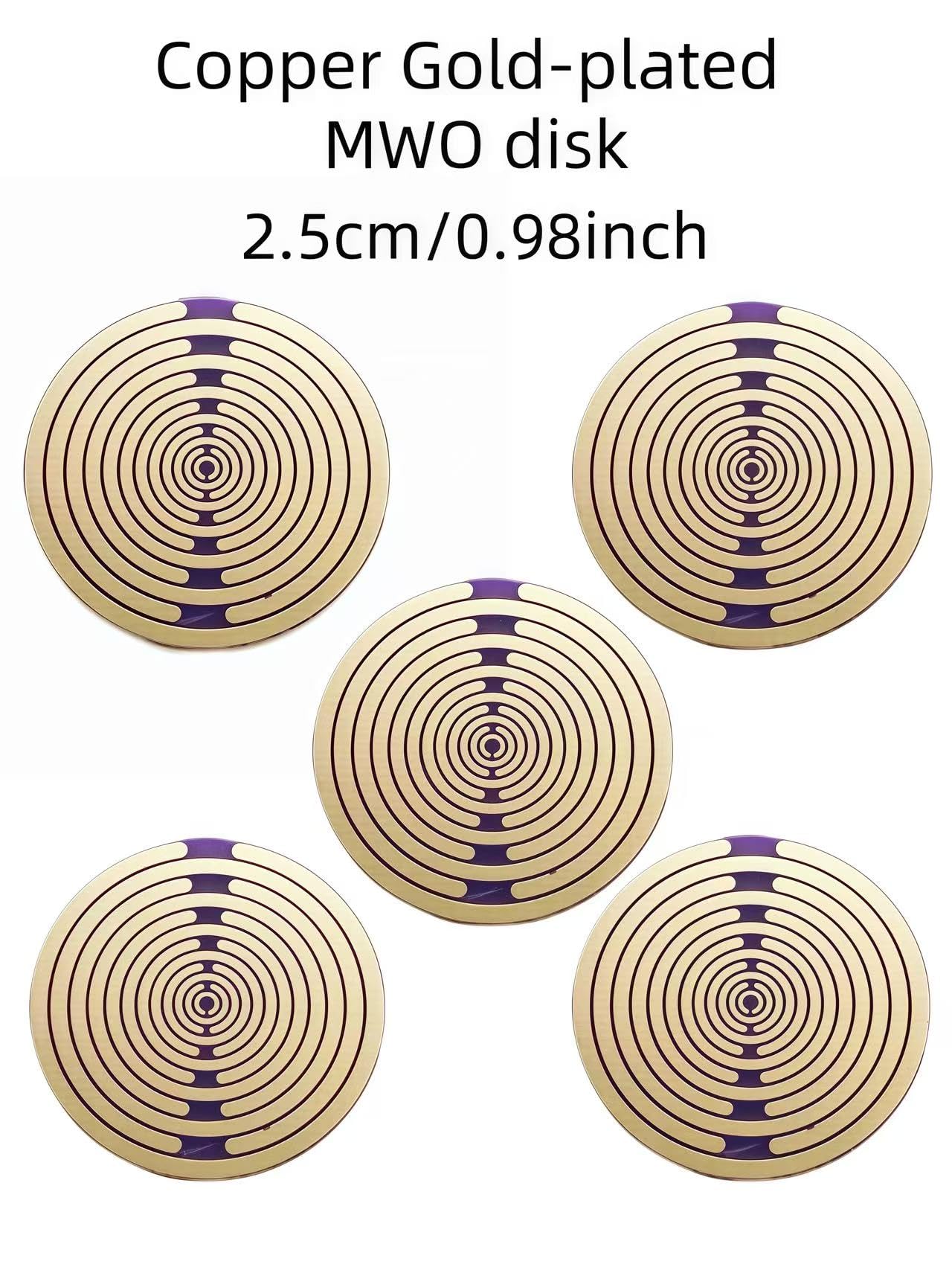 Zestaw 5 fioletowych złotych dysków MWO Lakhovsky 25 mm miedziany dysk polaryzacyjny EMFS Multi Wave Oscylator Coil Energizacja wody i równoważenie harmoniczne - inspirowane Georgesem Lakhovsky'm