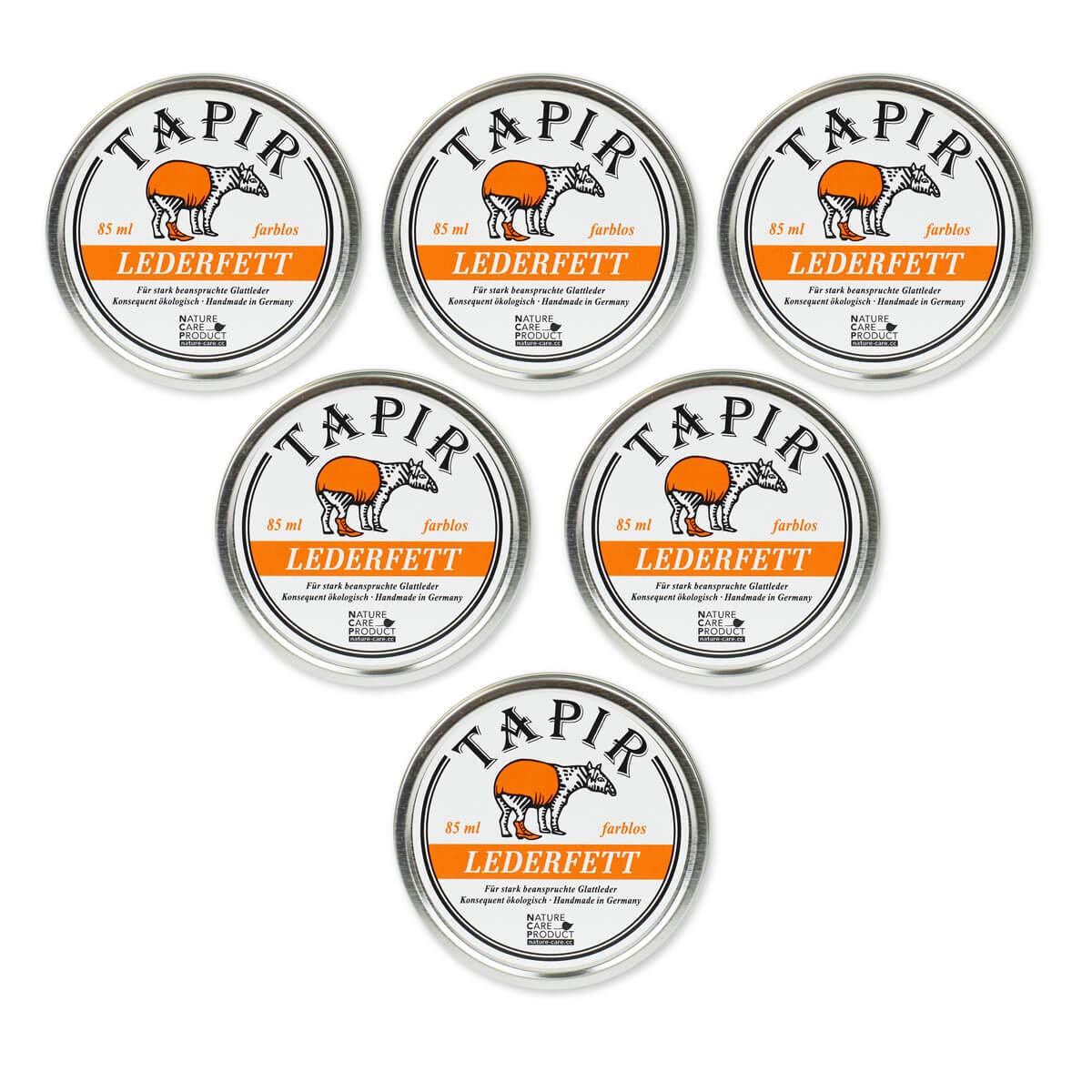 TAPIR - Lederfett farblos in Weißblechdose - 85 ml - 6er Pack