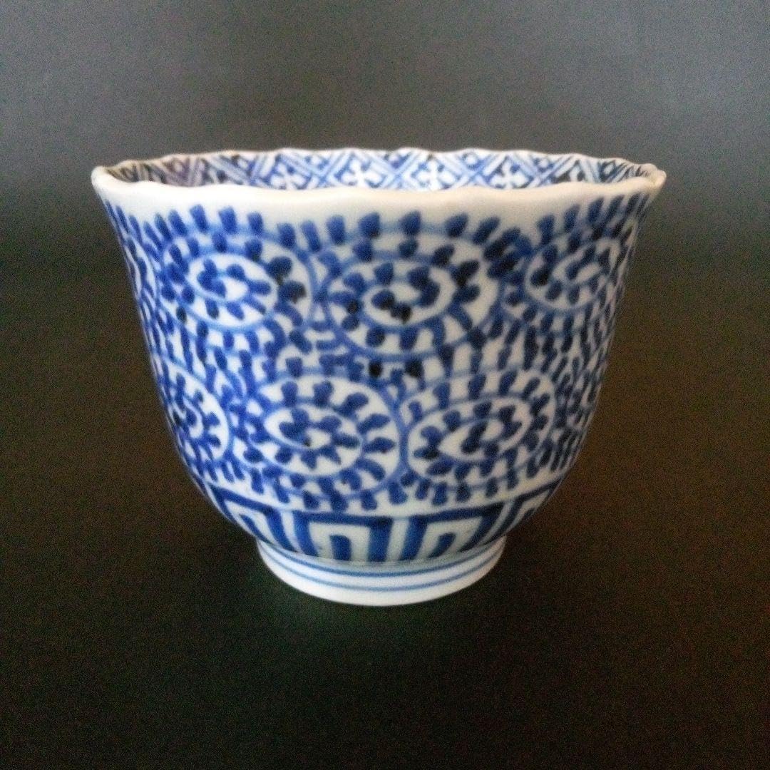 古伊万里 蛸唐草 そば猪口 アンティーク 骨董 食器 古伊万里染付蛸唐草紋様