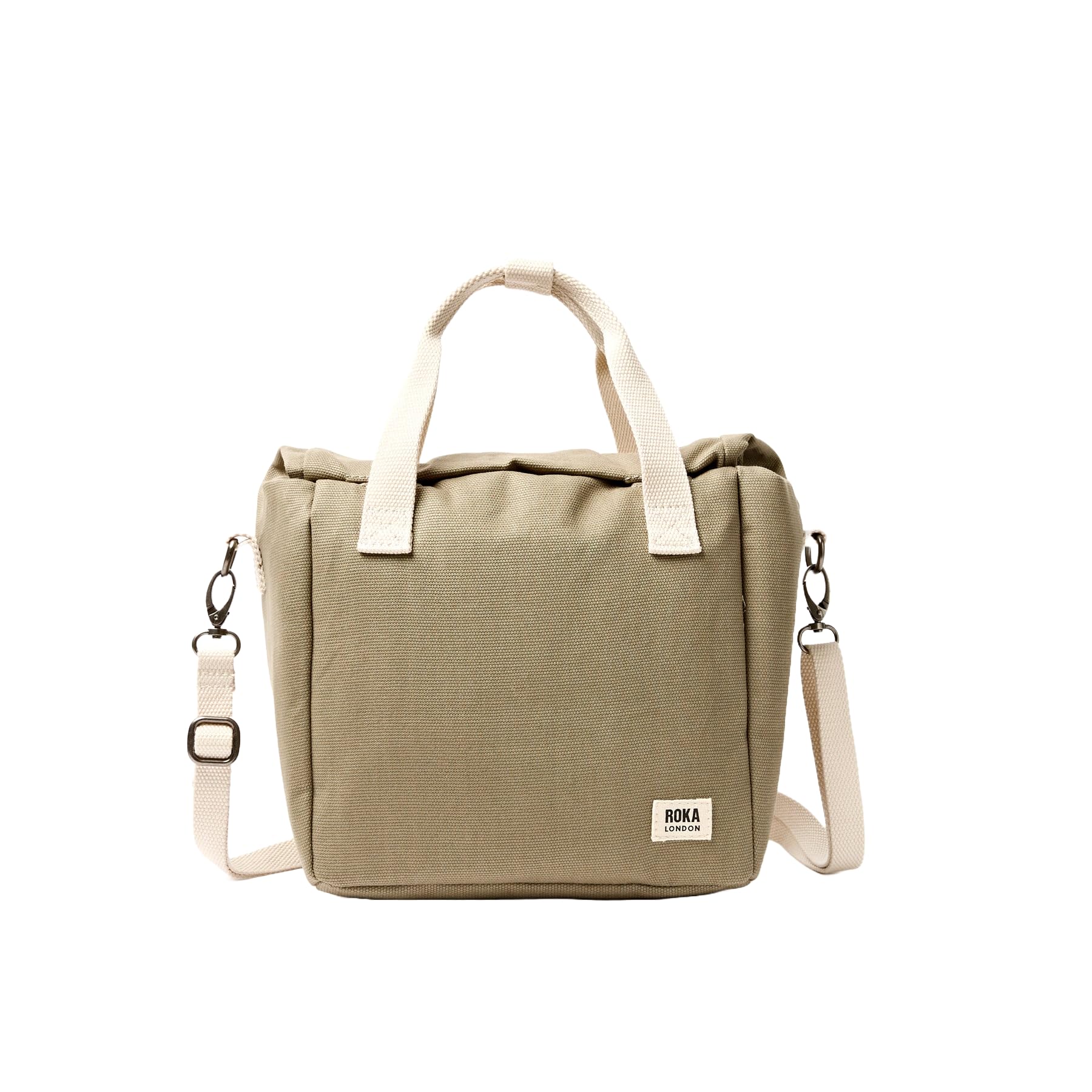 ROKA London Hampstead Insulated Lunch Bag – Roll Top Lunch Tote Cooler Bag with Adjustable Shoulder Strap, Water Resistant Reusable Lunch Bag for Work, School, Picnic & Travel (Taupe)