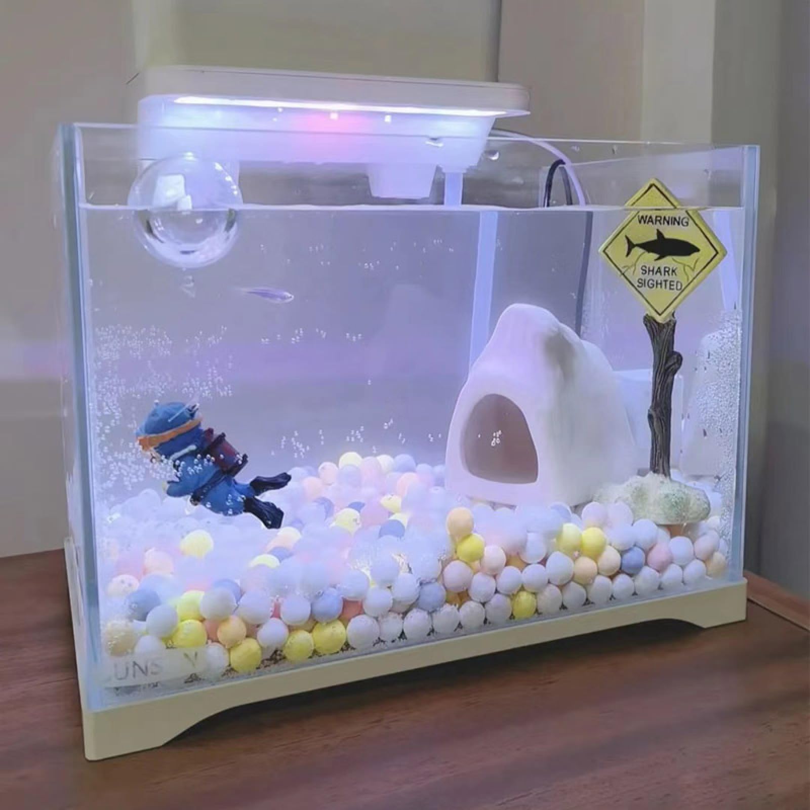 Decoraciones para acuarios, Adornos Decorativos for Acuario, señal de Advertencia de tiburón Artificial, Accesorios de paisajismo, 2 Piezas 01