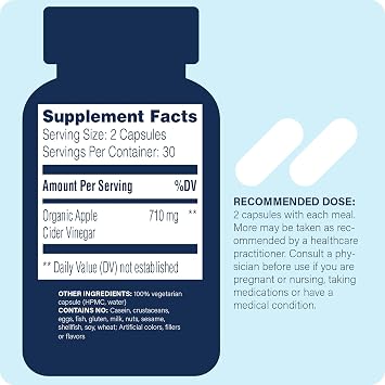 Enzyme Science Apple Cider Vinegar Supplement for Men & Women- Apple Cider Vinegar Capsules with Mother, Raw & Unfiltered, Gut Health & Digestive Support, Gluten Free ACV, Vegan, Non-GMO- 60 Count