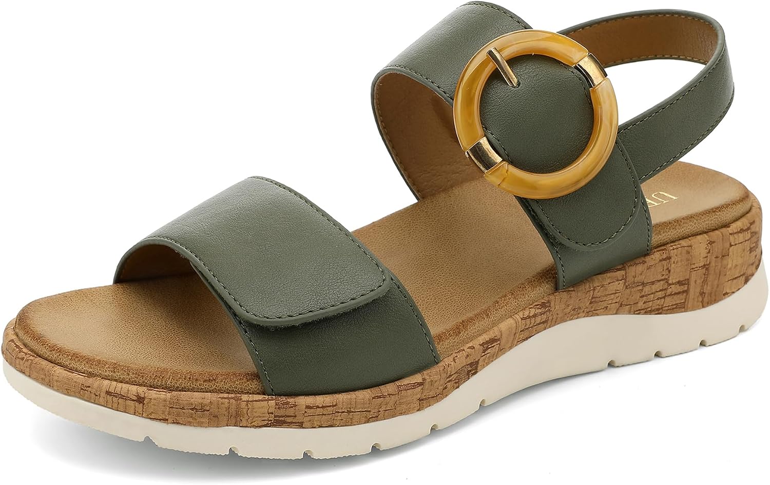 UBFEN Womens Flat Sandals Arch Support Open Toe Walking Comfy Casual Low Wedge Summer Shoes