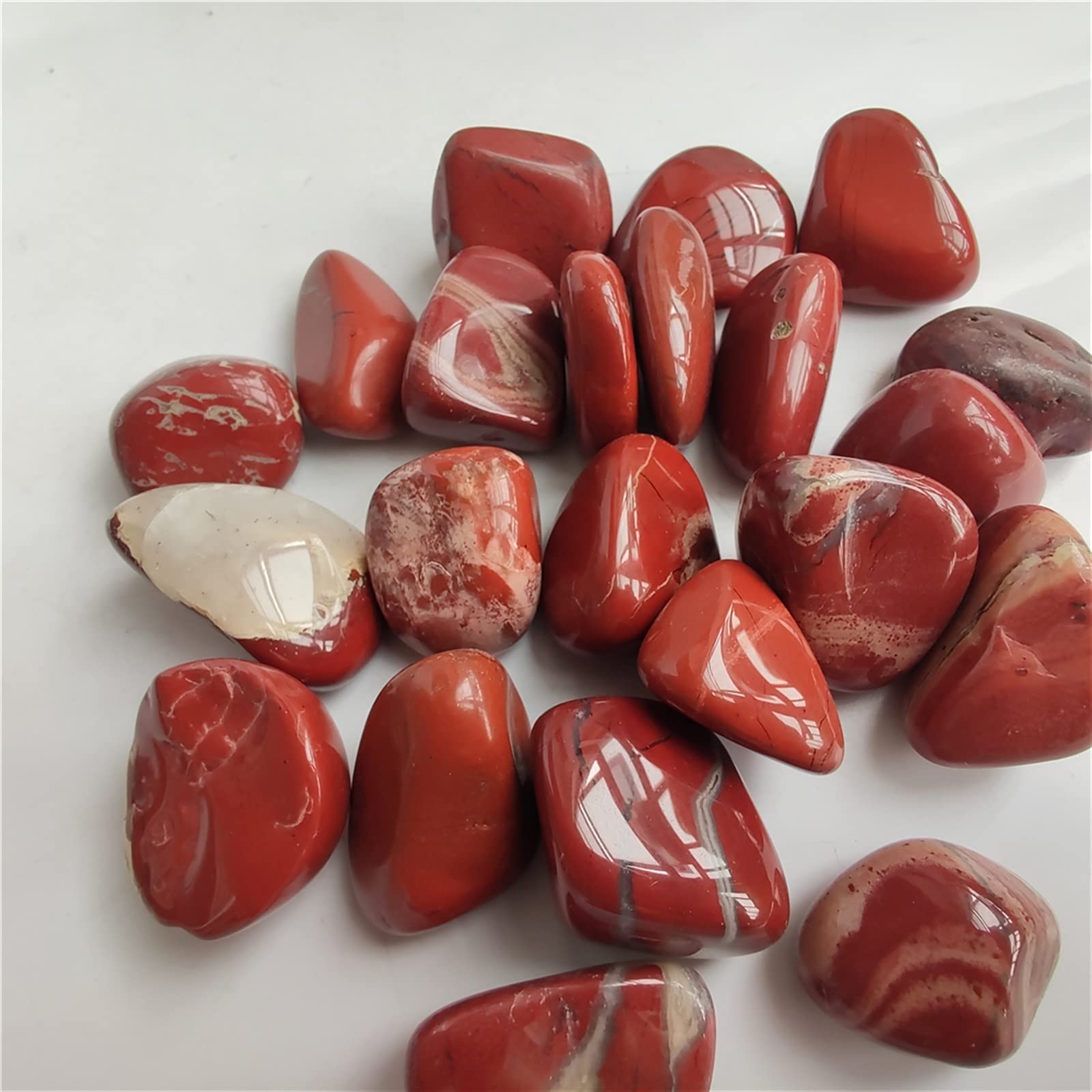 100g 20mm-40mm Diaspro Rosso Tumble Stones Pietra Lucida Pietre preziose di Cristallo Fish Tank Aquarium Decor Home Ornament Stone Decorazioni per la casa