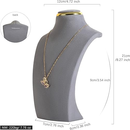 Miniatura 4 de GemeShou Soporte de almacenamiento de collar gris para vender, organizador de soporte de collar de terciopelo, soportes de exhibición de busto de