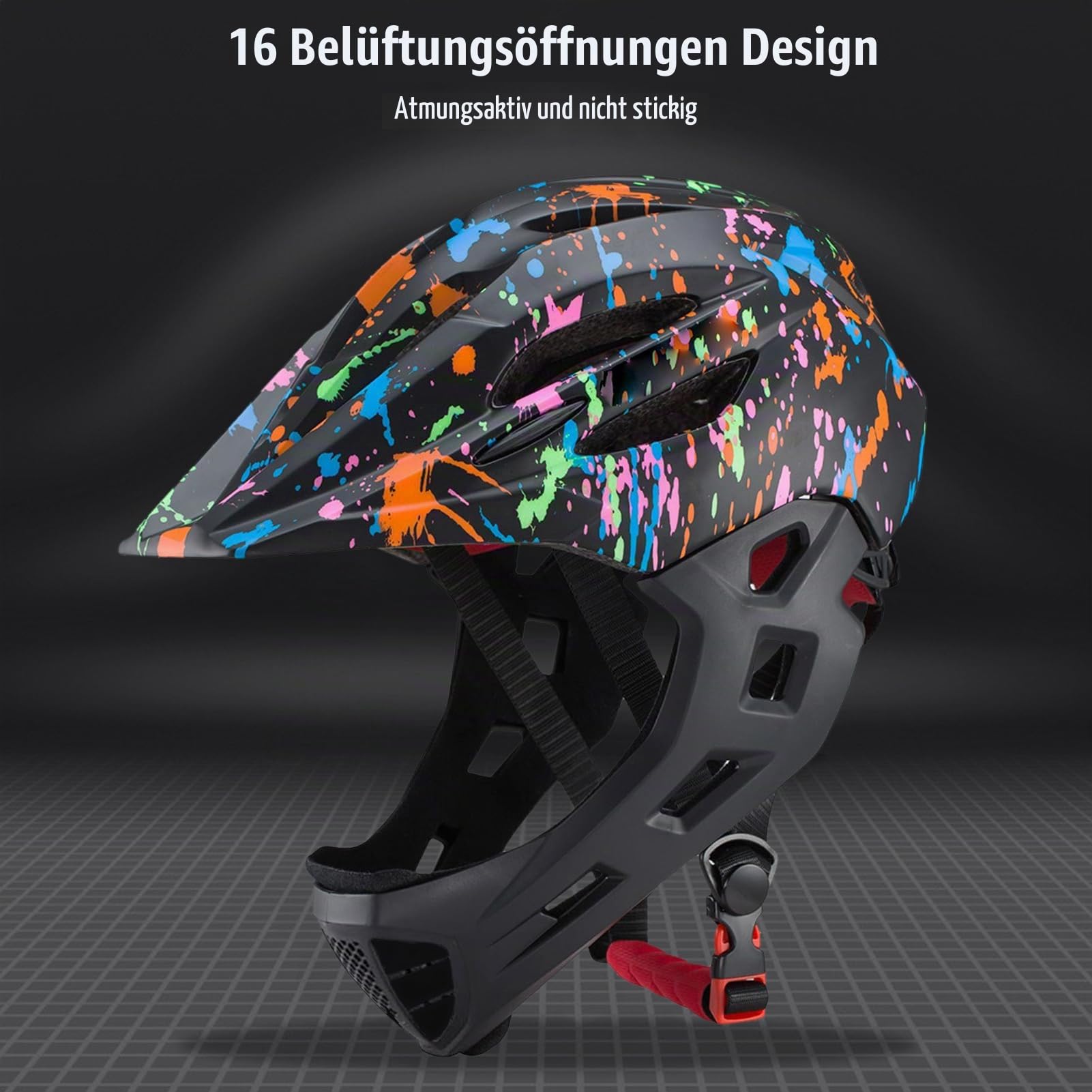 Kinderhelm Verstellbare Atmungsaktive Kinderhelm Fahrradhelme, Leichte Integralhelme mit LED Licht Für Fahrräder Skateboards(52-56 cm)