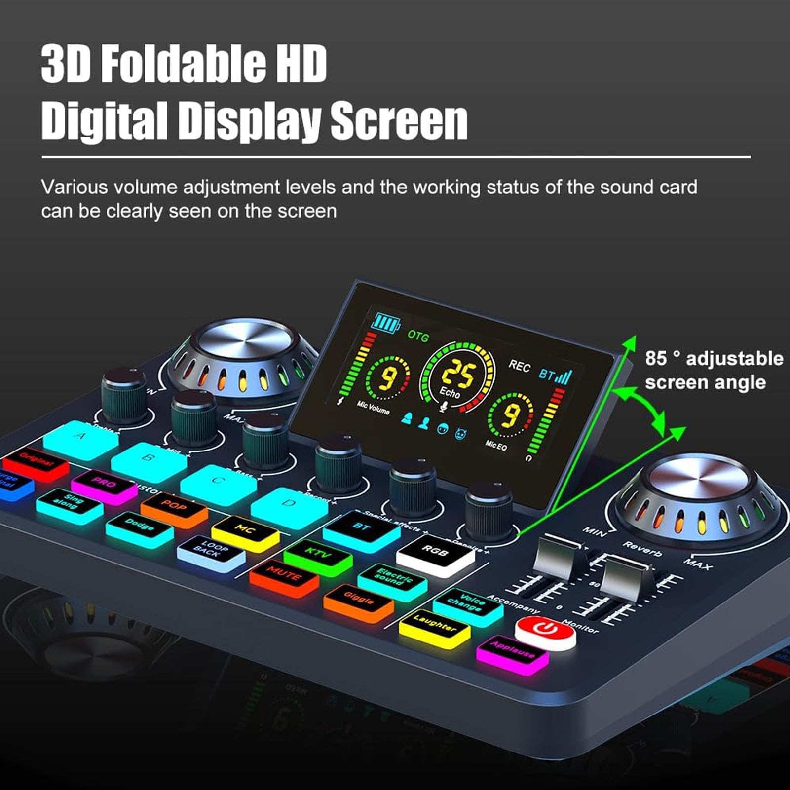Cuifati Paquete de Equipo de Podcast con Micrófono de Condensador de 3,5 Mm, Brazo Plegable con Pantalla LED Montado, Kit de Micrófono de Podcast para Grabación de PC, Canto y Juegos