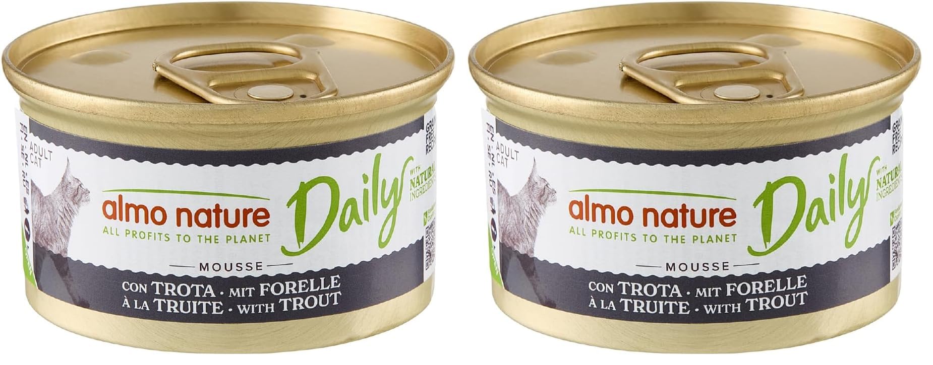 Almo Nature Daily - Nassfutter für Erwachsene Katzen - Mousse - Forelle - 85 g, Packung mit 24 (Packung mit 2)