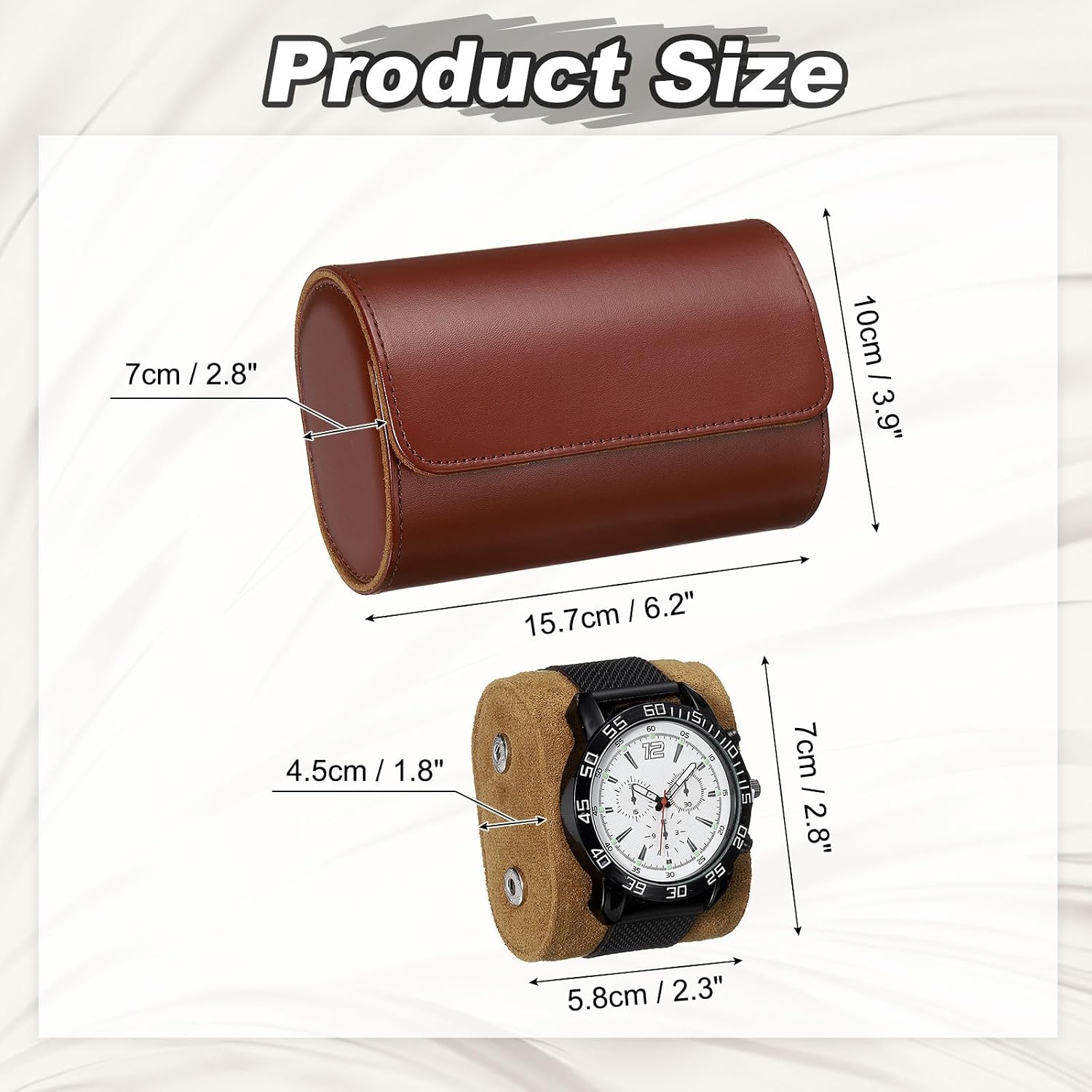PATIKIL Watch Roll Travel Leather Case, Portable 2 Watch Roll Box with Pillow for Men Women Home Storage Display Gift Storaging Organizer, Brown