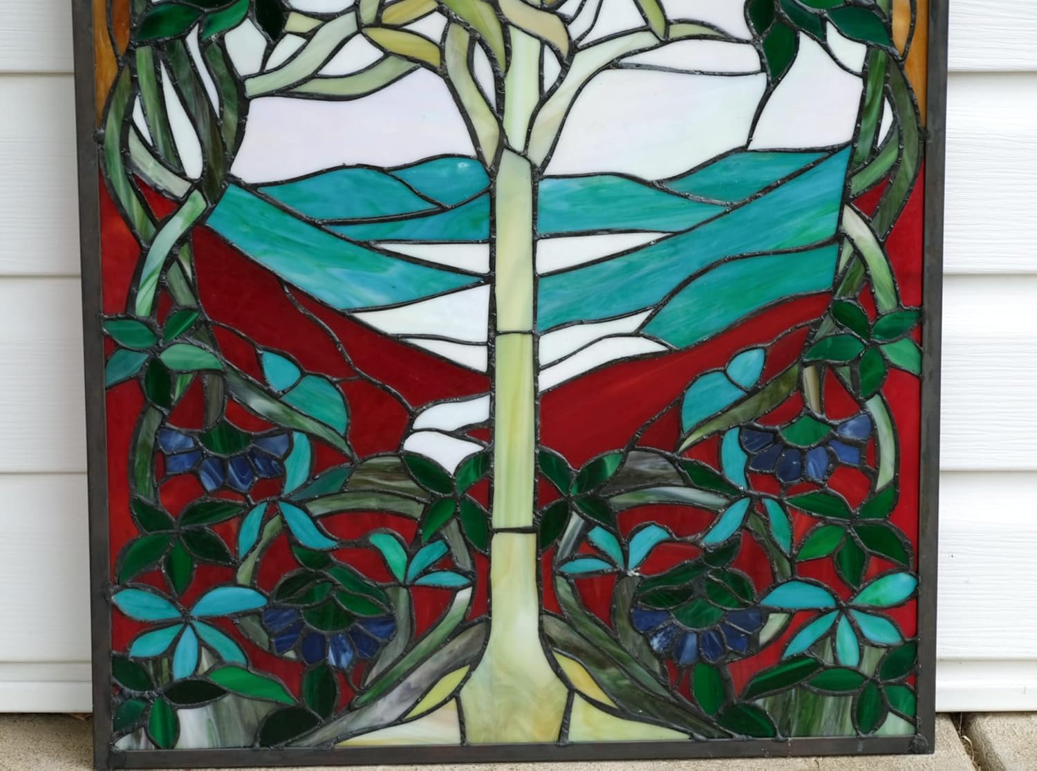 20.5" X 34.25" Large Hanging Handcrafted Stained Glass Window Panel Tree of Life WL22-832