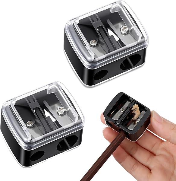 2 Stück Makeup Sharpener Anspitzer Spitzer Kosmetikstifte Make up Bleistiftspitzer Kosmetikspitzer Dual Bleistift Spitzer Universal Anspitzer für Augenbrauenstift Eyeliner Handlich Für Unterwegs - 1