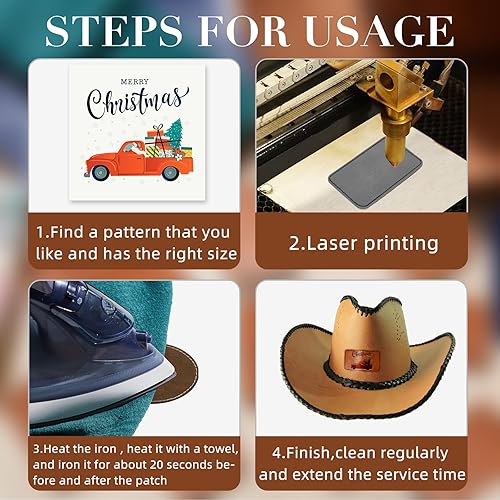 Miniatura 4 de 60 parches de cuero sintético en blanco para sombreros, parches rústicos para coser con láser para coser con parches de cuero adhesivos para