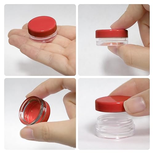 Miniatura 2 de 50 frascos vacíos de 0.11 oz0.1 fl oz para muestras, sin BPA, pequeño recipiente de plástico redondo con tapa de rosca para viajes, cosméticos,