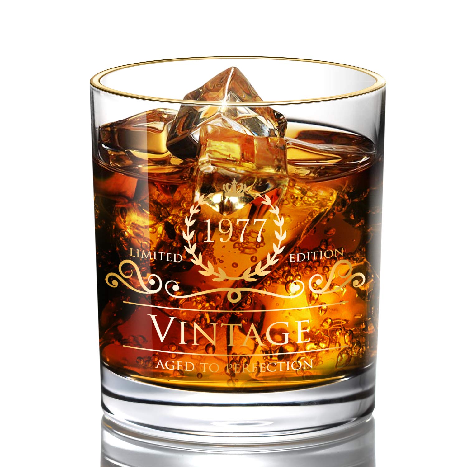 1977 44th Birthday/ for Men/Dad/Son, Vintage Unfading 24K Gold Hand Crafted Old Fashioned Whiskey Gl, Perfect for Gift and Home Use - 10 oz Bourbon Scotch, Party Decorations
