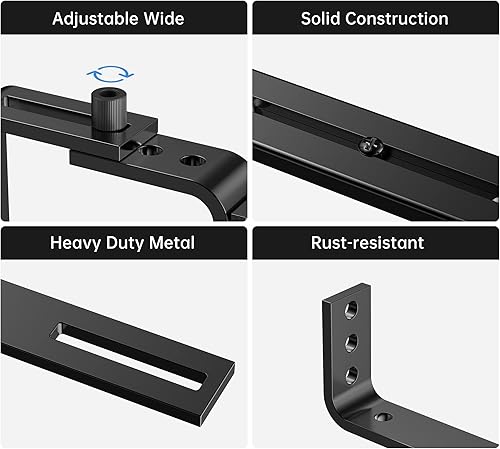 Miniatura 8 de Y&M 2 soportes ajustables para jardineras (6 a 12.5 pulgadas), soportes universales para ventana, ganchos de hierro resistentes para montaje en