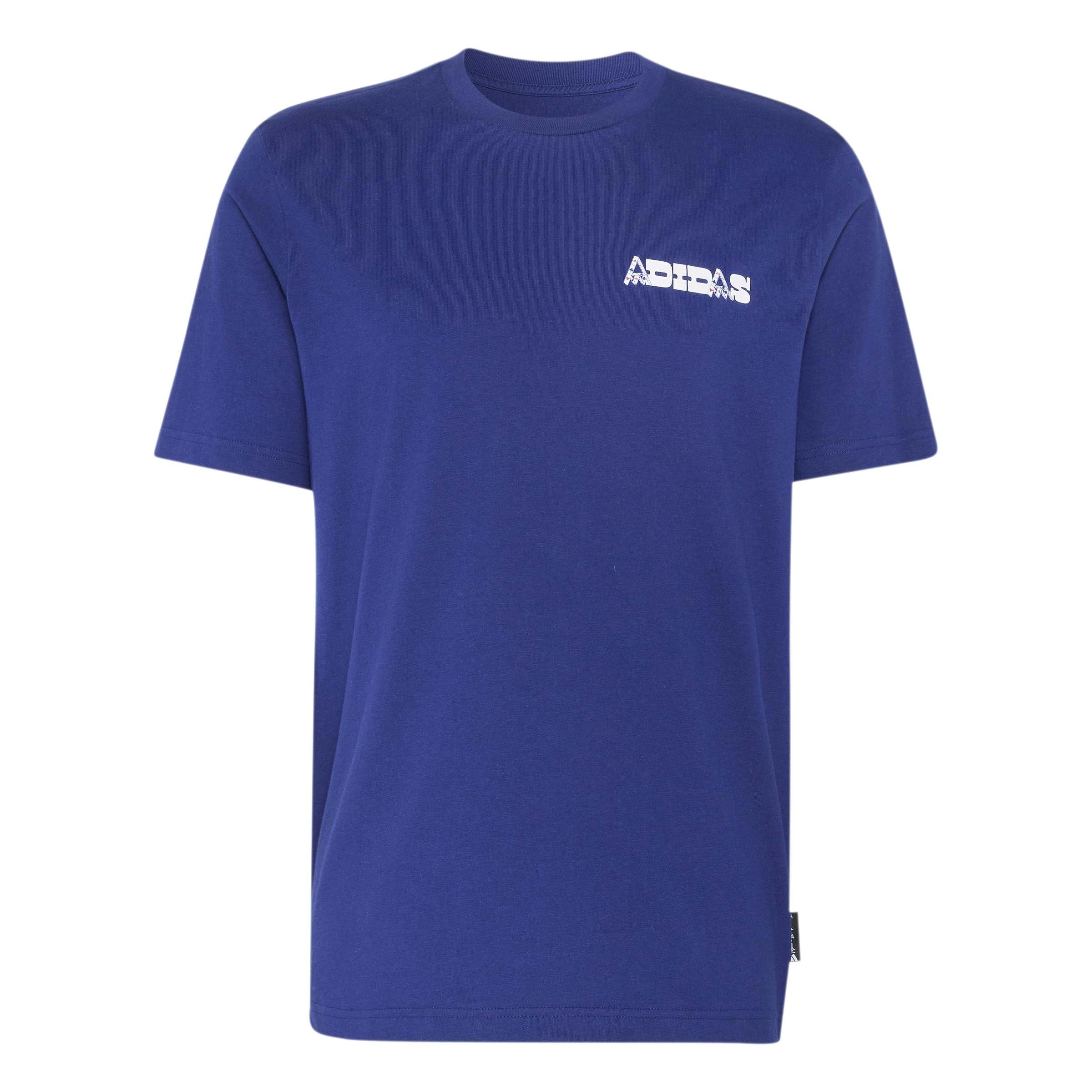 adidas Men's Novelty Cards Graphic Shirt, Dark Blue, S