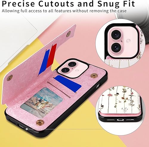 Miniatura 299 de UEEBAI Funda tipo cartera para iPhone 15 Pro Max con tarjetero, cubierta de cuero PU con soporte, bloqueo RFID, doble cierre magnético, relieve de