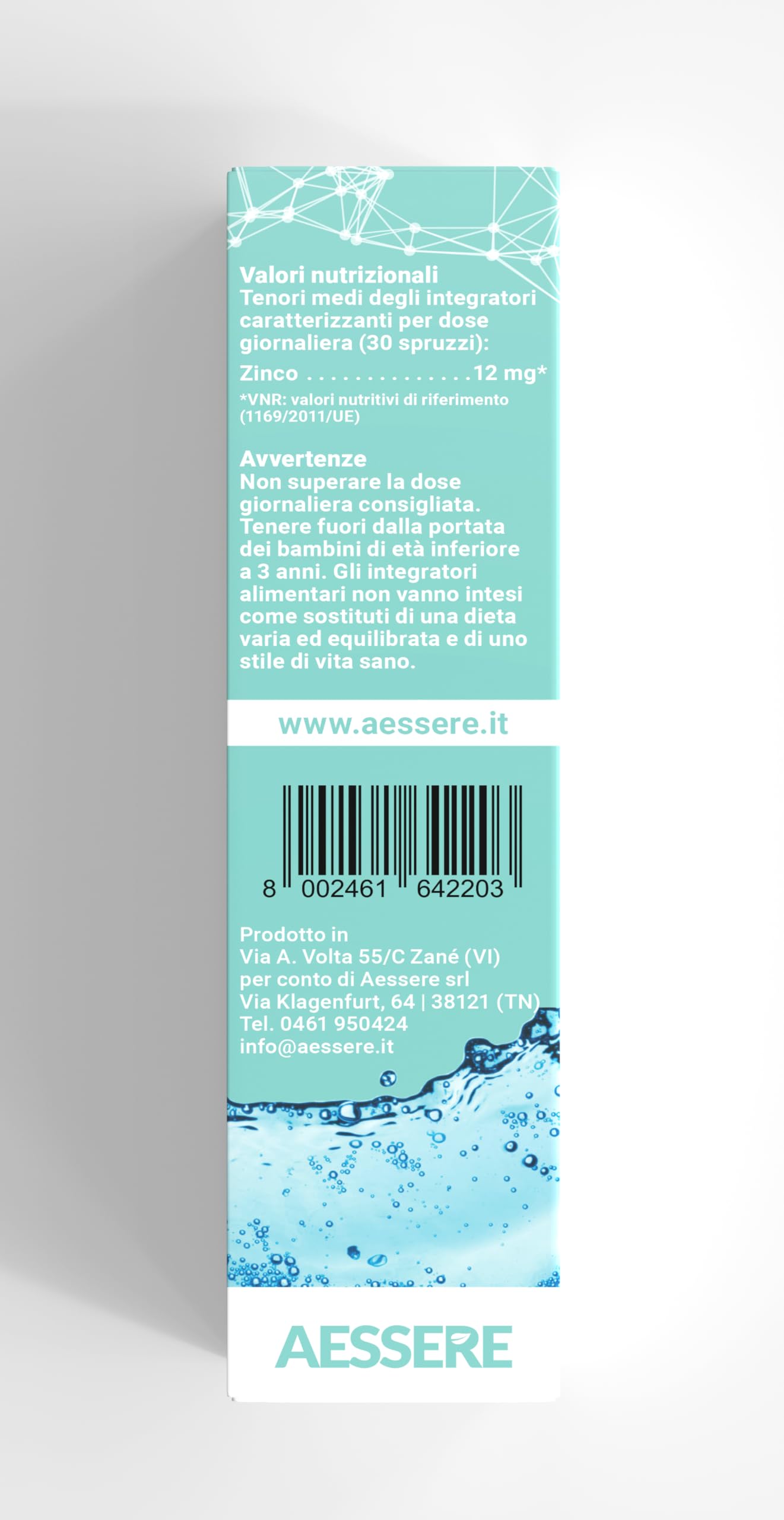 Aessere - Zinco Colloidale Plus - 20 PPM, 100 g